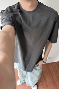 夏装速干防晒冰丝凉感透气短袖T恤男装夏季网眼拼接半袖S429-特23图片