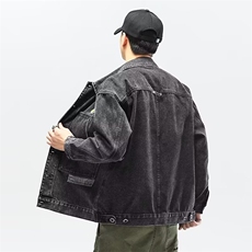 1506/QG200/P44牛仔外套日系潮牌高档多口袋工装宽松大码男装夹克，男装工装外套，星座1506