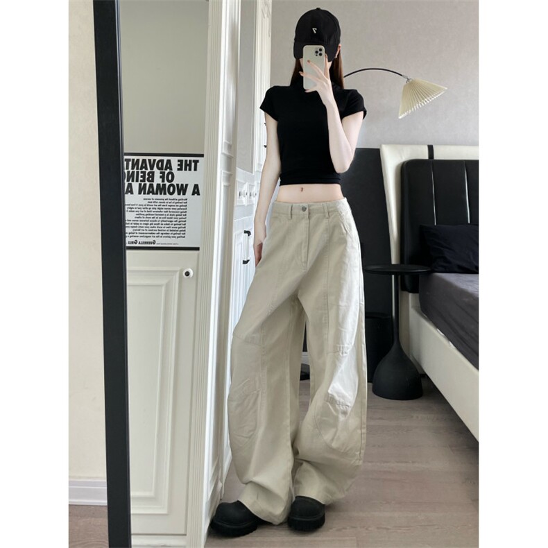 AK1846-P58美式宽松廓形高级感工装弯刀休闲裤,女装休闲裤,星座617A-2