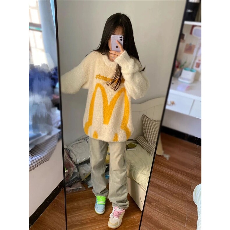 美式复古软糯兔子耳朵马海毛毛衣男女情侣宽松针织衫AMY9157-P42,男装针织衫/毛衣,星座208-5