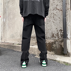 美式高街vibe休闲裤男ins潮牌工装长裤显瘦直筒微喇叭裤E32P43，男装牛仔裤，星座1116-2