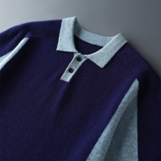 2025年秋季新款百搭男士拼色polo领短袖，男装羊毛衫，牧绒家园高端店