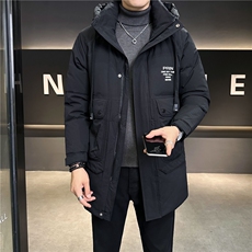中长款羽绒服男冬季2024新款连帽加厚冬装外套B240-YR813-P235，男装羽绒服，电商B240