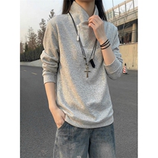 春季立领斜半拉链卫衣宽松长袖打底衫男女C64170-TP30不，男装T恤，电商A102