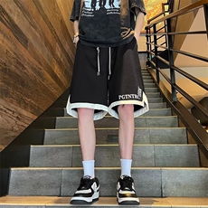 W311-P32撞色设计感运动五分裤夏季美式大码休闲短裤宽松阔腿裤，男装牛仔裤，星座911-1