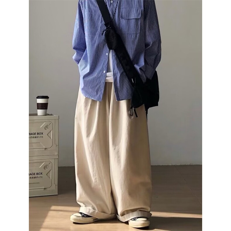 网络图，日系弯刀设计男松紧腰百搭阔腿休闲裤XZ302B-1-Q152P55，男装休闲裤，星座302B-1