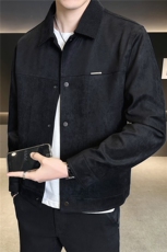 仿小牛皮翻领皮夹克春季男装皮衣C317-2698-P155，男装夹克，电商C317