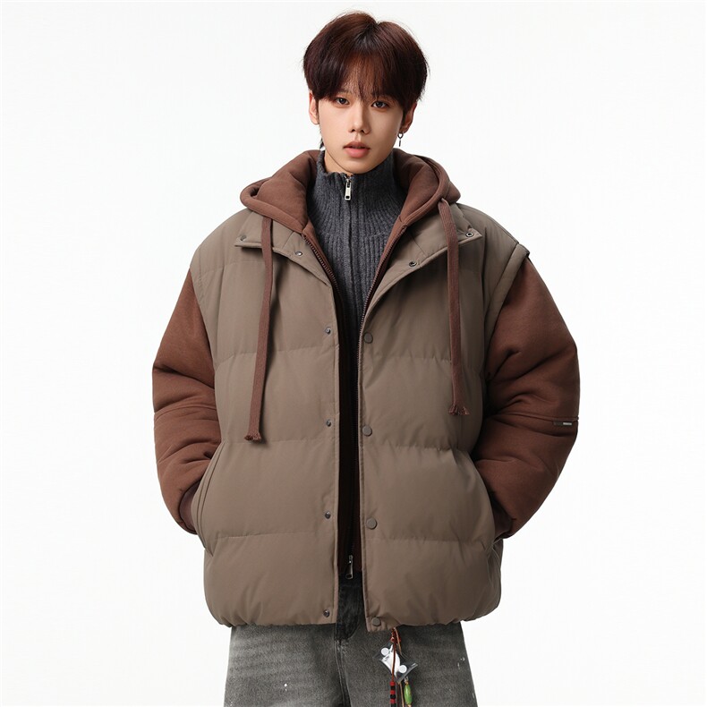 新款冬季羽绒棉服棉袄连帽假两件韩版宽松外套A436-2511-P85,男装棉衣,电商A436