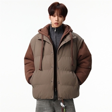 新款冬季羽绒棉服棉袄连帽假两件韩版宽松外套A436-2511-P85，男装棉衣，电商A436
