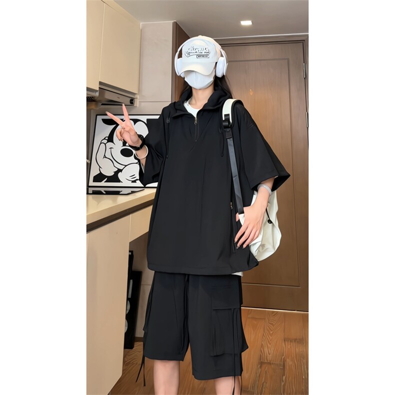 量大优供视频泡泡纱夏款连帽套装短袖短裤男XH74TZ-特P60,男装牛仔裤,电商B367
