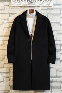 N1079/P100新秋冬毛呢大衣男中长款过膝风衣大码男士呢料呢子外套图片