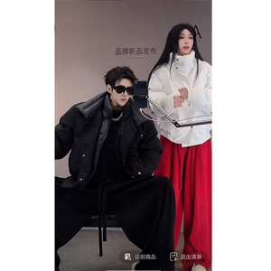 抖音冬季时尚美式假两件宽松棉服保暖棉衣男M221-P145 (网图图片