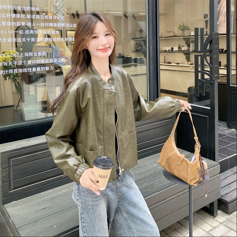 美式复古短款皮衣外套女春秋2025新款又飒又酷机车服PU夹克巨好看,女装皮衣,2C291