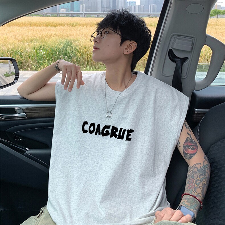 可48小时发货支持抖音得物来样二开240克重磅美式纯棉背心无袖t恤，男装背心/马甲，电商A486-1