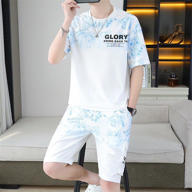 6187-P45夏季新品男士休闲时尚运动套装,男装T恤,星座1215-1
