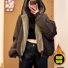 两面穿现货重磅短款座山雕棉衣男女双面穿毛毛绒棉服加厚外套，男装棉衣，电商A443