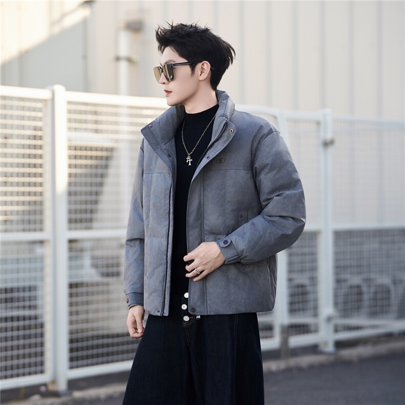 3777-M-3XL-P205标50绒社会小伙男士休闲立领百搭保暖羽绒服,男装羽绒服,电商B255