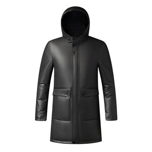 X2258秋冬新款海宁皮衣男士中长款绵羊皮鹅绒羽绒服翻领P810图片