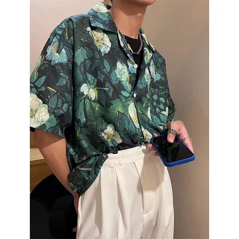 衬衫男韩版潮流印花高街帅2026夏季新款ins宽松痞子外套CY068-P27图片