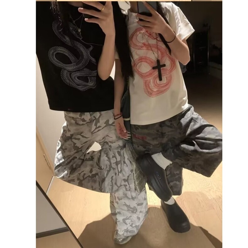 8063-P582025新款美式复古迷彩裤潮流百搭商务裤宽松阔腿裤,男装休闲裤,电商B323A