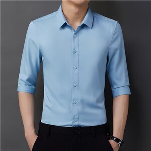 2023春秋季新款男长袖纯白衬衫商务正装休闲长袖衬衣中年免烫寸衫，男装衬衫，电商B212（原钱塘6029）