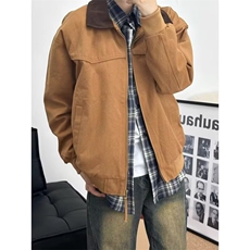 工装美式复古重磅圣达菲帆布夹克水洗翻领短款外套男秋季，男装夹克，四季星座505