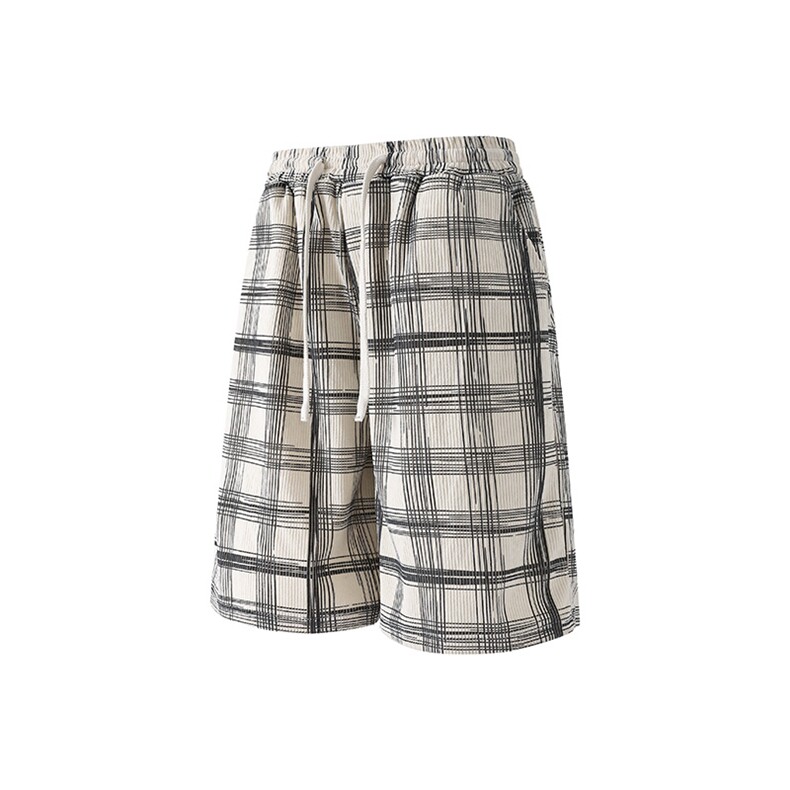 图潮流格子提花夏季短裤美式复古男士休闲裤宽松运动裤特P25,男装牛仔裤,电商C306-1