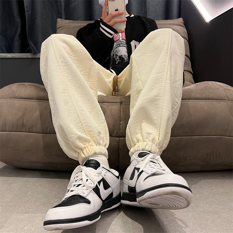 2024冬季华夫格裤子潮流加绒加厚束脚裤313A-1-NK73-P65控78,男装休闲裤,星座808A-1