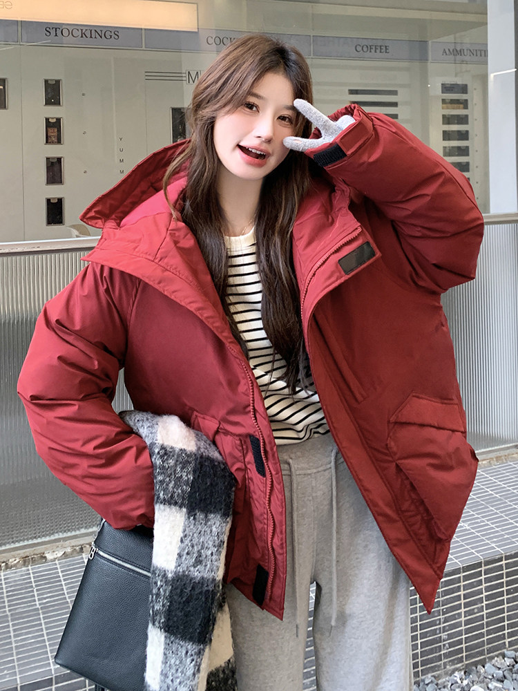 安可拉红连帽加厚棉服2c309-7717-p165-k248图片