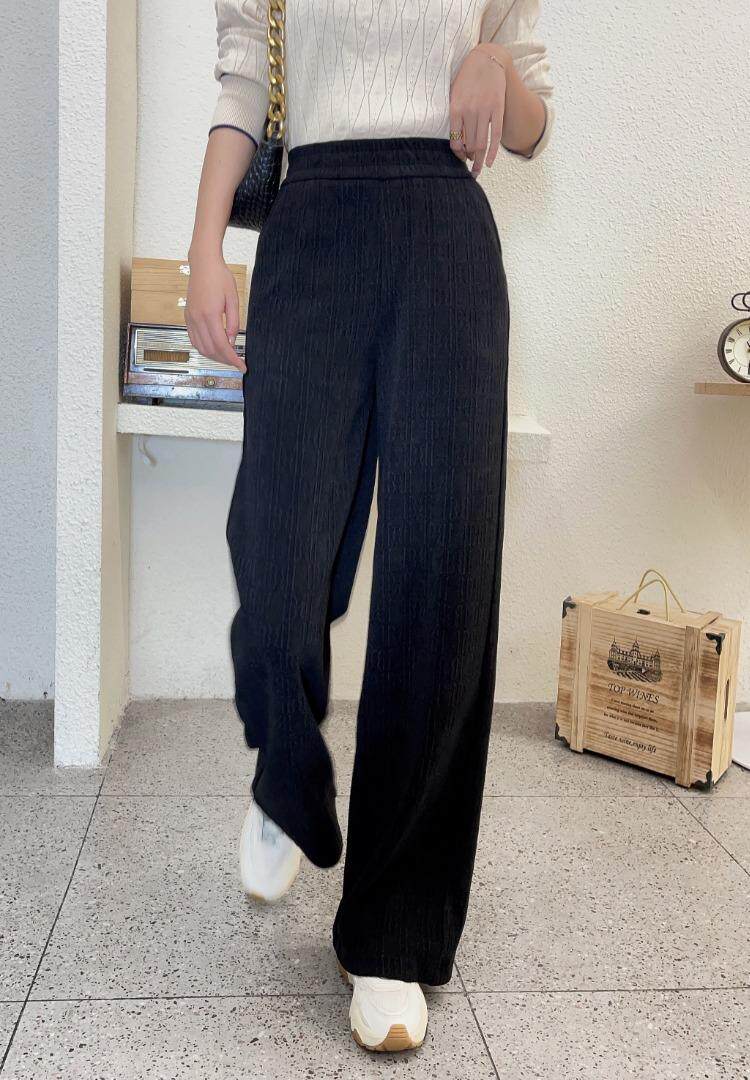 高端欧意提花面料直筒拖地裤M一XXL，其它，简 影