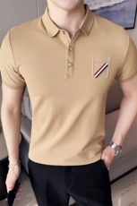 2024新款丝光珠地面料修身翻领短袖POLO衫男PL9302-p55，男装Polo衫，电商D303