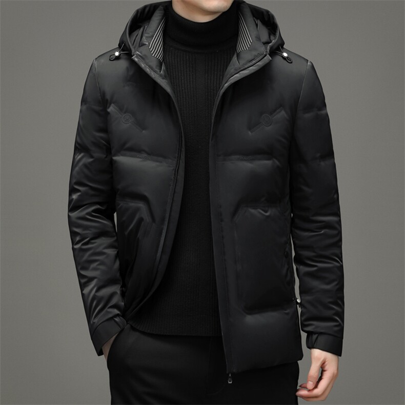 中年男脱卸帽羽绒服男中长款外套白鹅绒爸爸男装YYYR052165-P350图片