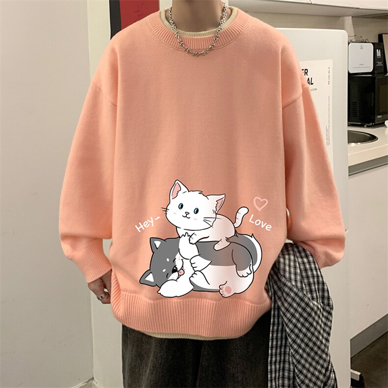 控78假两件毛衣男大码加绒针织衫男毛线衣M80300-P55加绒P70,男装针织衫/毛衣,电商A040