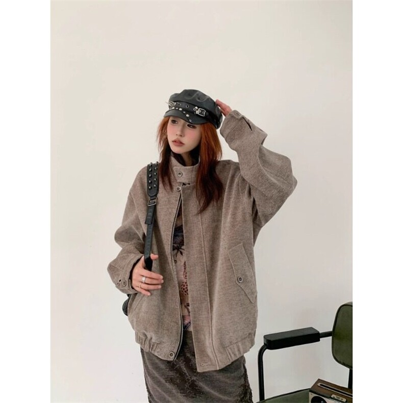 美式铜氨触感哈灵顿cleanfit夹克男女春季树纹肌理千鸟格内里外套图片