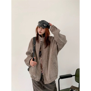 美式铜氨触感哈灵顿cleanfit夹克男女春季树纹肌理千鸟格内里外套图片