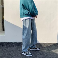 坠感阔腿牛仔裤男潮牌宽松直筒休闲长裤韩版潮流男装裤子N206-p35,男装牛仔裤,星座1008-2