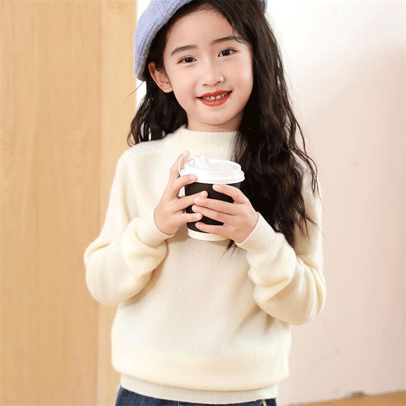 秋冬新款儿童羊毛衫男女童保暖半高领针织衫舒适柔软长袖毛衣，童装儿童羊毛衫，群鹿羊绒