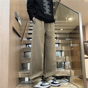 休闲西裤男毛呢松紧腰直筒长裤免烫男士西装裤子K2551 TP45图片