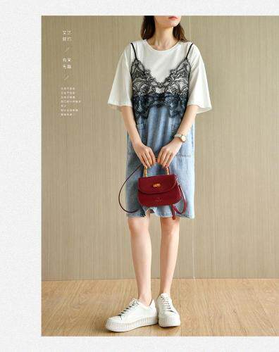 牛仔拼接连衣裙，女装连衣裙，玫瑰共和国