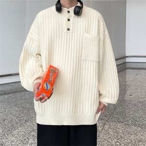 M8178/P65冬季毛衣男秋冬季宽松保暖半高领针织衫打底宽松外套图片
