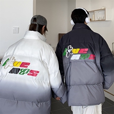 2025冬季新款港风情侣原创渐变印花立领休闲羽绒服外套GM15-P175，男装羽绒服，电商B277A（原A068）