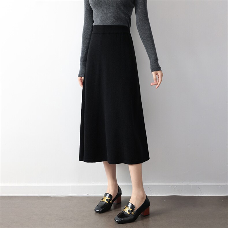 2024年秋冬季多片平面云感山羊绒防风保暖半身裙，女装半身裙，举月羊绒