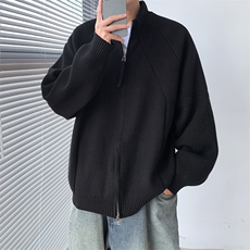 秋冬季简约休闲百搭纯色开衫毛衣外套潮牌保暖慵懒风立领针织衫，男装针织衫/毛衣，星座410-6（原星座1304-1）