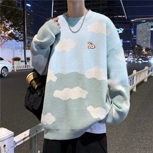 毛衣男潮牌圆领宽松软帅气织衫秋冬ins潮流美式慵懒外套Y5053-p40图片