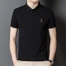 时尚绣标短袖T恤男翻领薄款男装夏季中年男士休闲百搭polo体恤衫，男装T恤，电商B212（原钱塘6029）