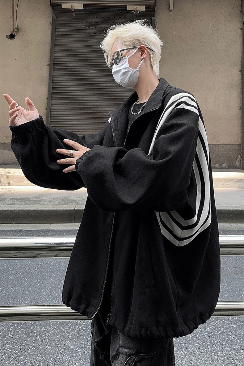 美式复古拼接翻领宽松冲锋衣夹克男女运动棒球服外套-JK180-P105,男装夹克,电商B289-1
