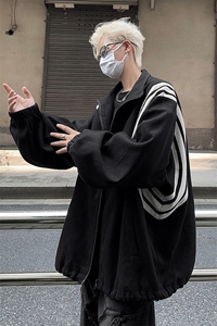 美式复古拼接翻领宽松冲锋衣夹克男女运动棒球服外套-JK180-P105图片