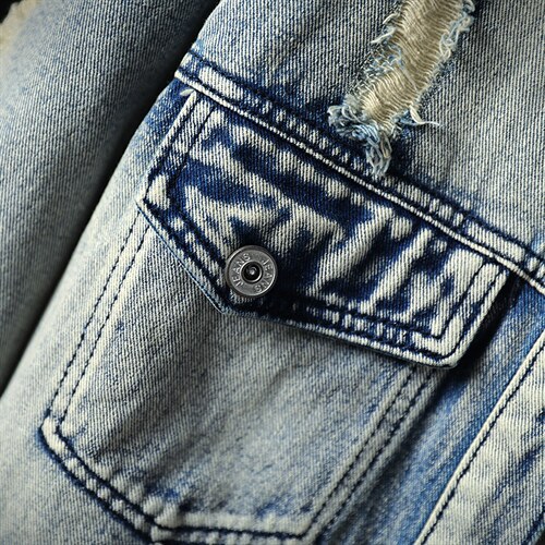 JK025-p85-限价128大量现货牛仔夹克肥仔量足破洞印花大码，男装夹克，星座103A