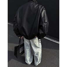 档口图春季PU皮外套cleanfit廓形飞行员夹克短款皮衣J2534-P80，男装皮衣，星座1213