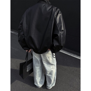 档口图 春季PU皮外套cleanfit廓形飞行员夹克短款皮衣J2534-P80图片